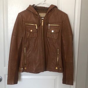 Leather Michael Kors zip-up jacket